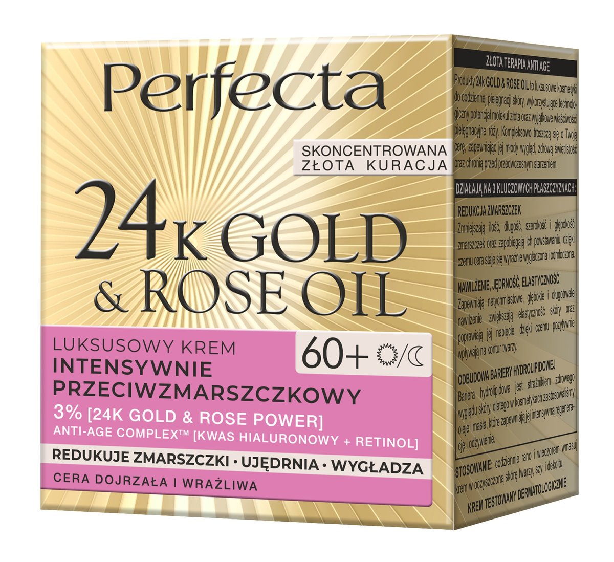 

Perfecta 24K Gold & Rose Oil, Роскошный крем против морщин на день и ночь 60+, 50мл Inna