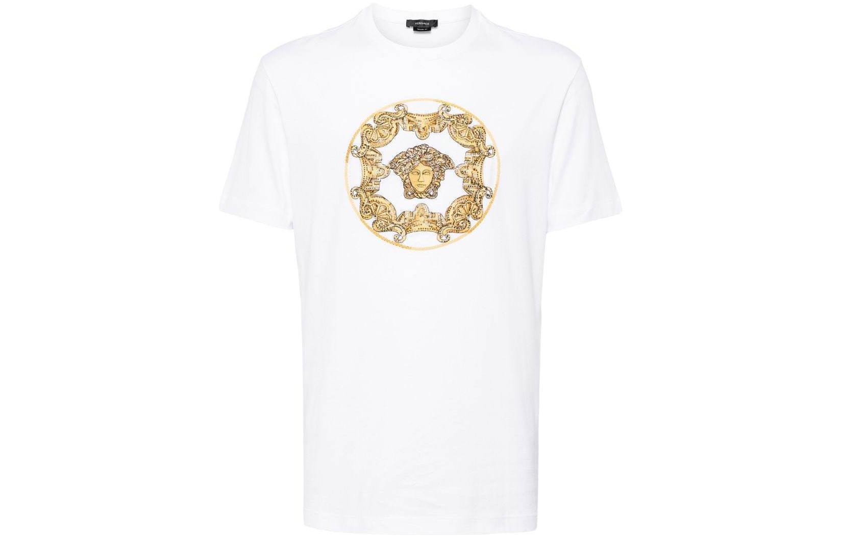 Футболка Medusa print из органического хлопка VERSACE, белый — фото 3