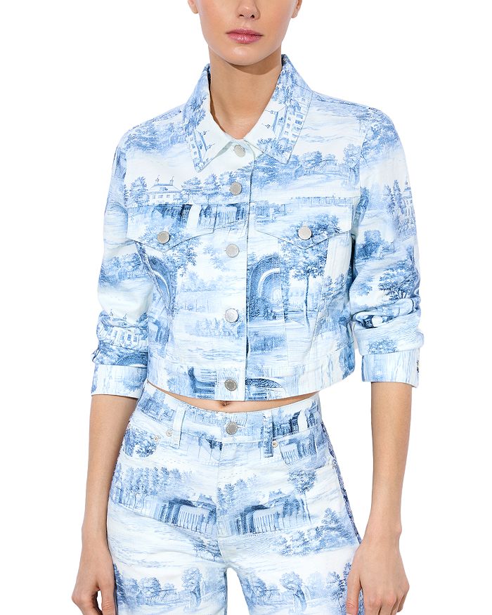 

Короткая укороченная куртка Chloe Boxy Alice and Olivia, синий