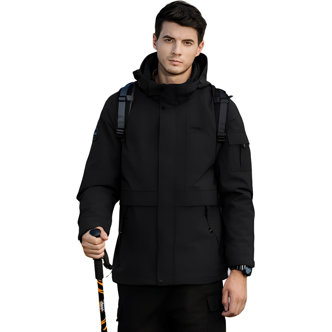 

Jeep Водонепроницаемая и ветрозащитная утепленная ветровка Men's, Brand Black