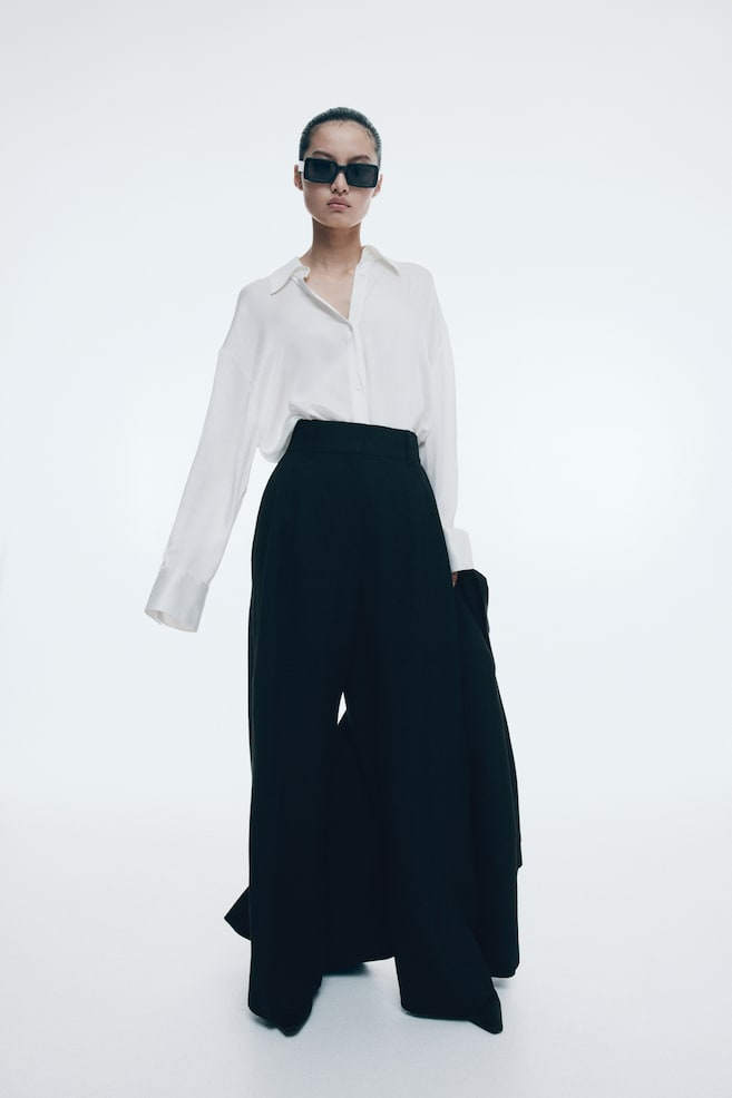 

Широкие брюки из льняной смеси H&M, черный