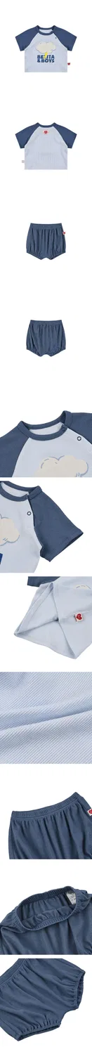 Детский комплект из футболки и шорт "Baby Cloud Color Block Waffle" синий от Belita&Boys — фото 3