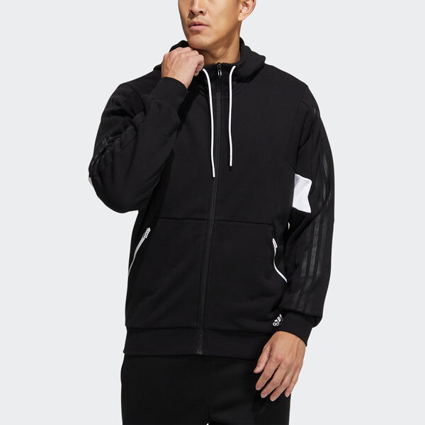 Куртка adidas St Kn Block Jkt Sports Training Knit hooded Logo Jacket Black, мультиколор — фото 3