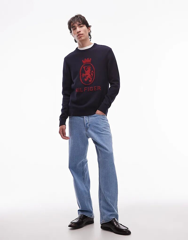 Джемпер с гербом Tommy Hilfiger в темно-синем и красном цветах — фото 2