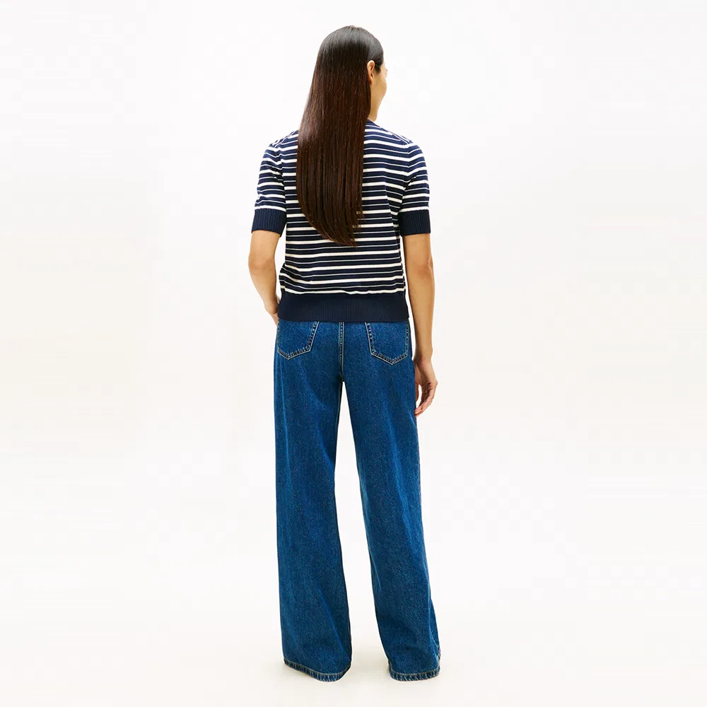 Женский хлопковый джерси-поло свитер тёмно-синий от Tommy Hilfiger Women — фото 3