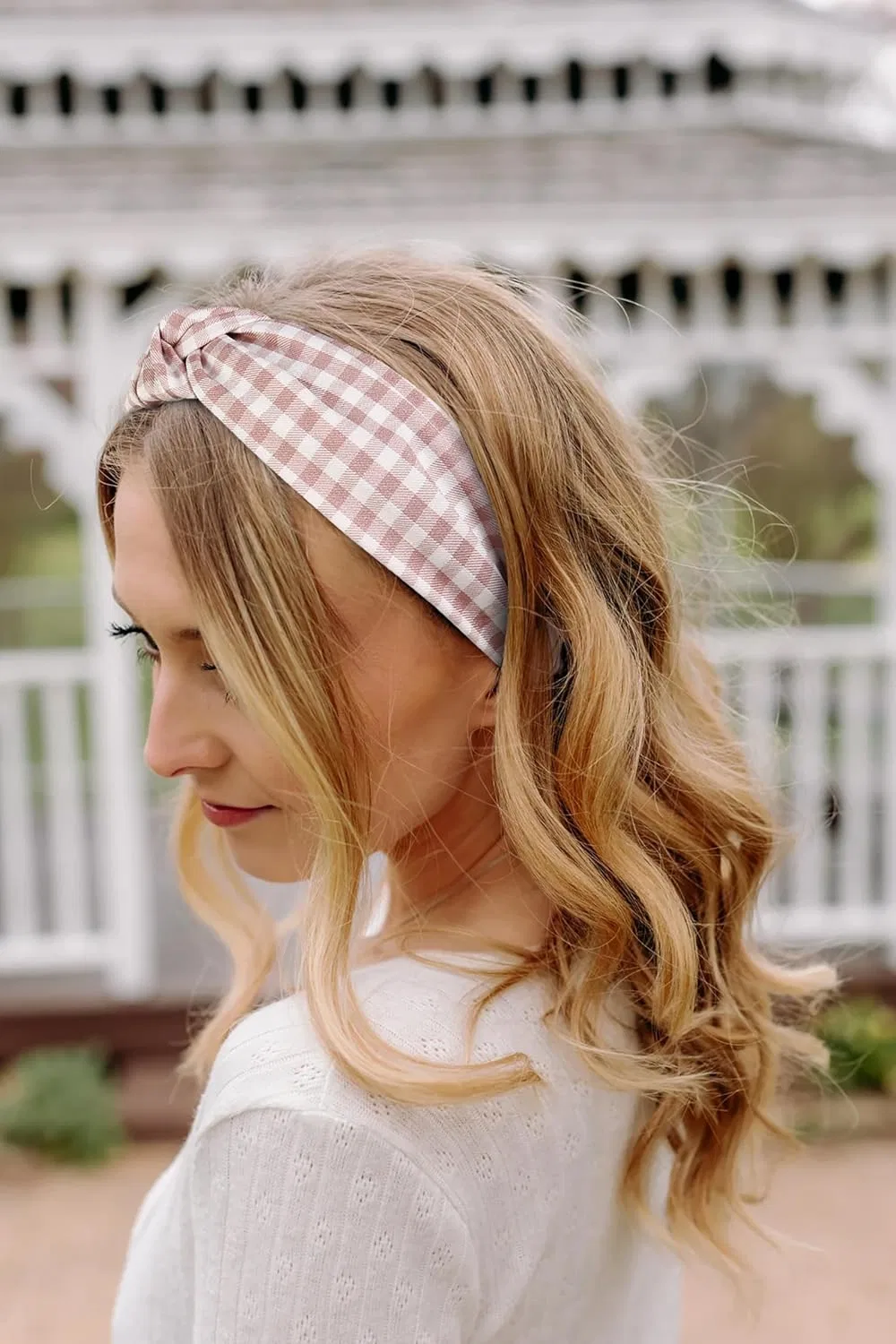 Женские повязки на голову Tobeffect Plaid Knotted Headbands Tobeffect, Bluepink — фото 2