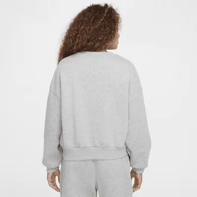 Толстовка Nike Sportswear Club Fleece Girls' Boxy Crew-Neck Sweatshirt, серый/белый — фото 2