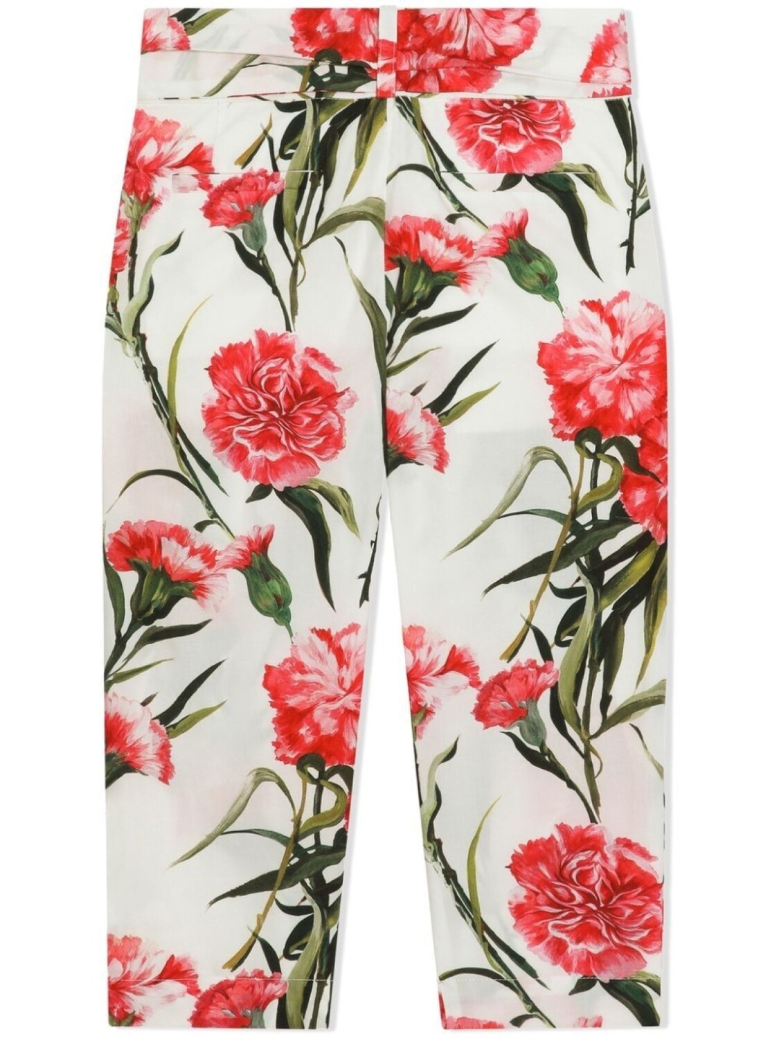 Dolce & Gabbana брюки с поясом и цветочным принтом, белый — фото 2