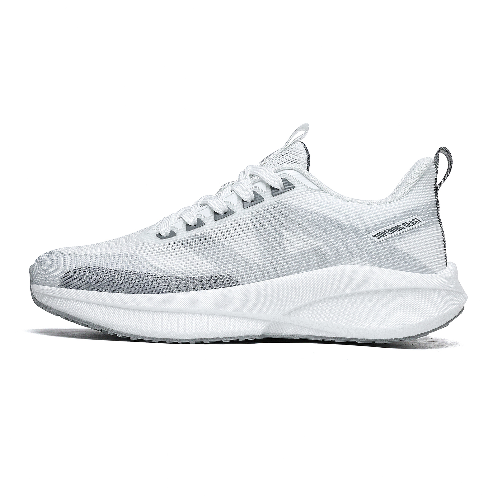 

Низкие повседневные кроссовки для бега с амортизацией, износостойкостью и упругостью для мужчин BTE, White Gray