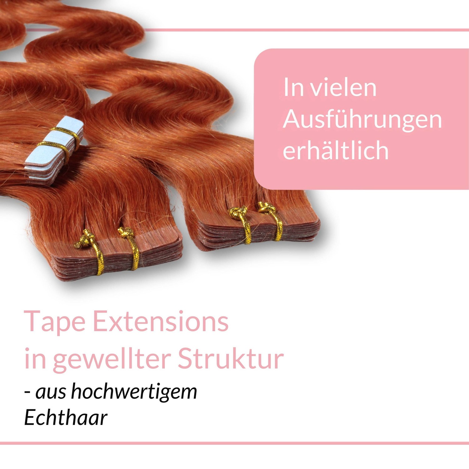 Накладные волосы tape extensions echthaar #8/43 hellblond rot-gold Hair2Heart, 60cm, количество 10 шт. — фото 3