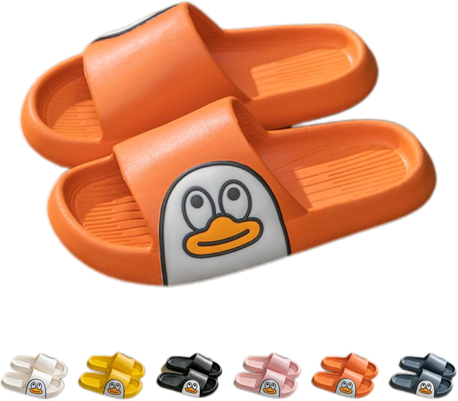 

Тапочки NTRUEML с уткой для ванной, домашние, с толстой подошвой, противоскользящие, для пар, с мягкой подошвой, в виде мультяшного утенка, оранжевый