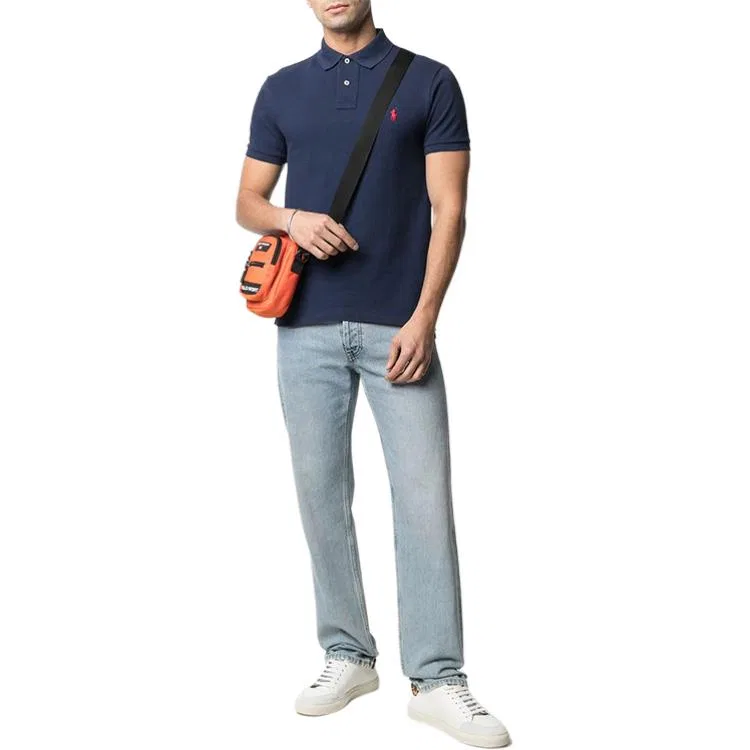 Поло Polo Ralph Lauren с воротником синее — фото 4