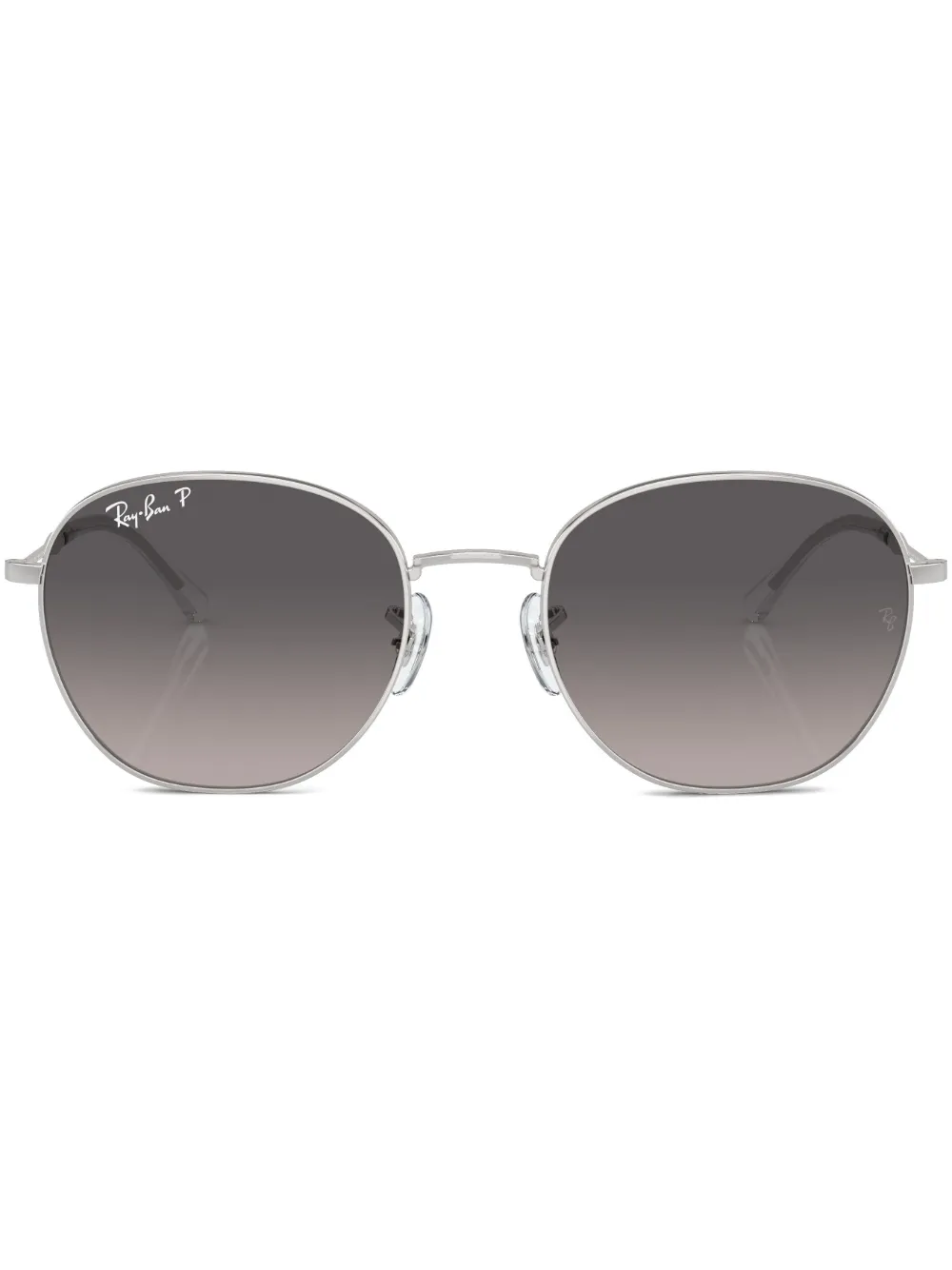

Солнцезащитные очки в круглой оправе с логотипом Ray-Ban, серебяный