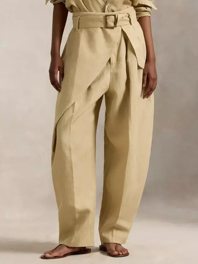Брюки-поло с запахом из чистого льна, цвет Дюна Ralph Lauren