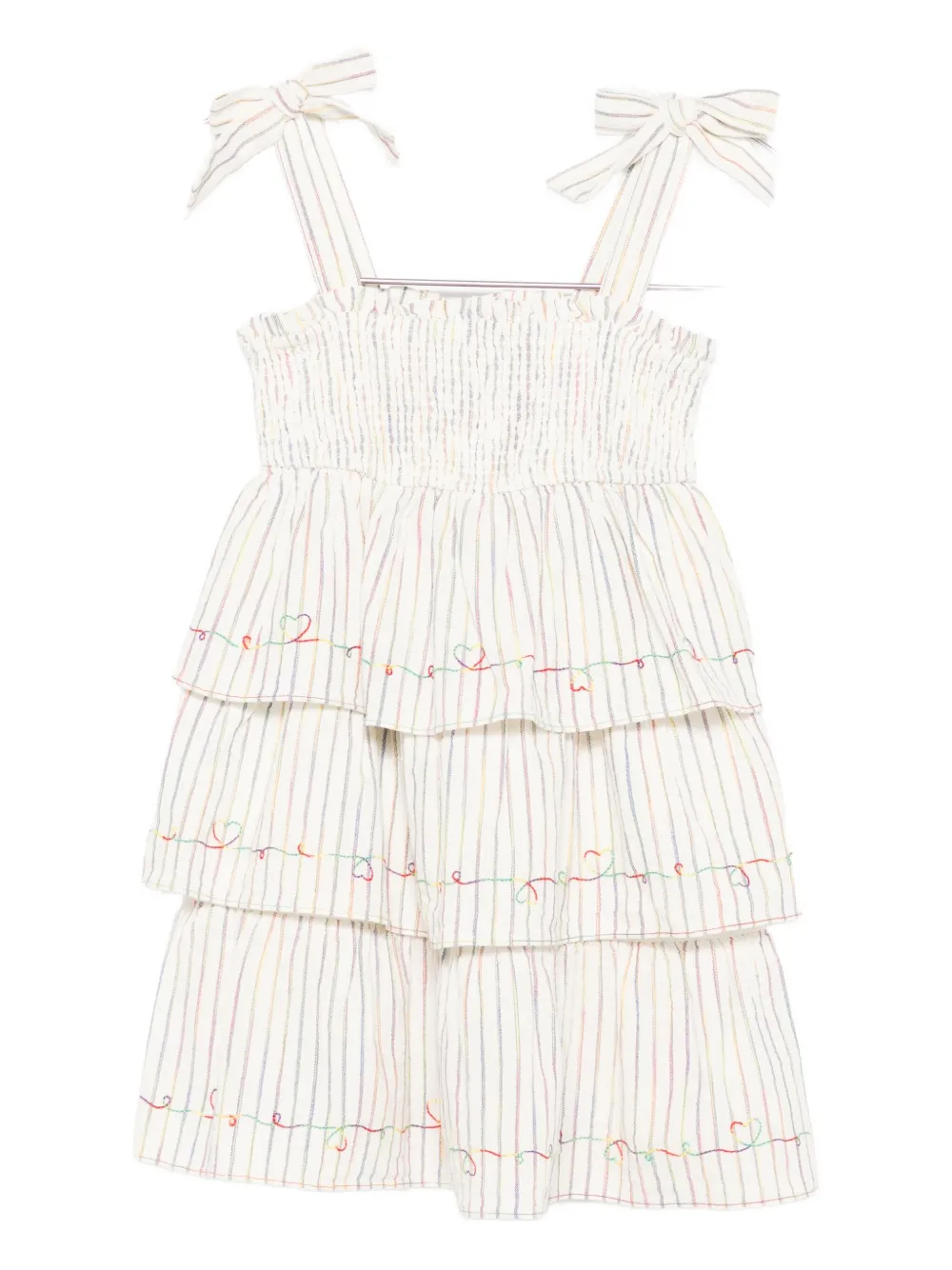

Платье Rhiannon в радужную полоску с многоуровневыми оборками ZIMMERMANN Kids, белый