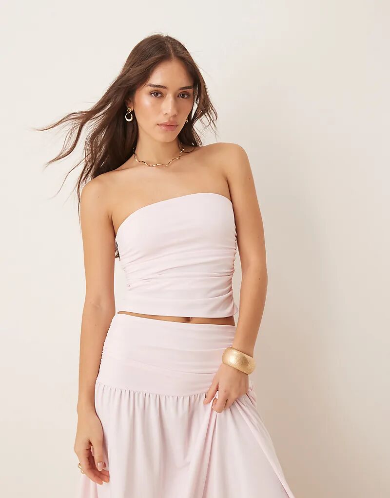 

Топ-бандо ASOS DESIGN Mix & Match со сборками пастельно-розового цвета