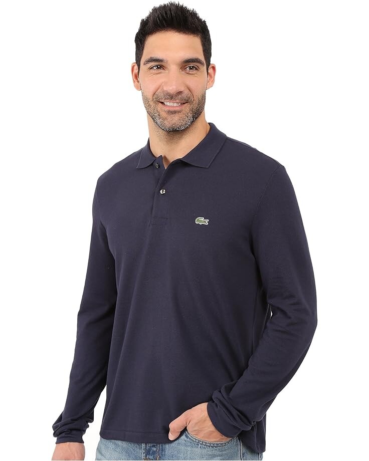 Поло Lacoste Long Sleeve Classic Pique Shirt, цвет Navy Blue — фото 2
