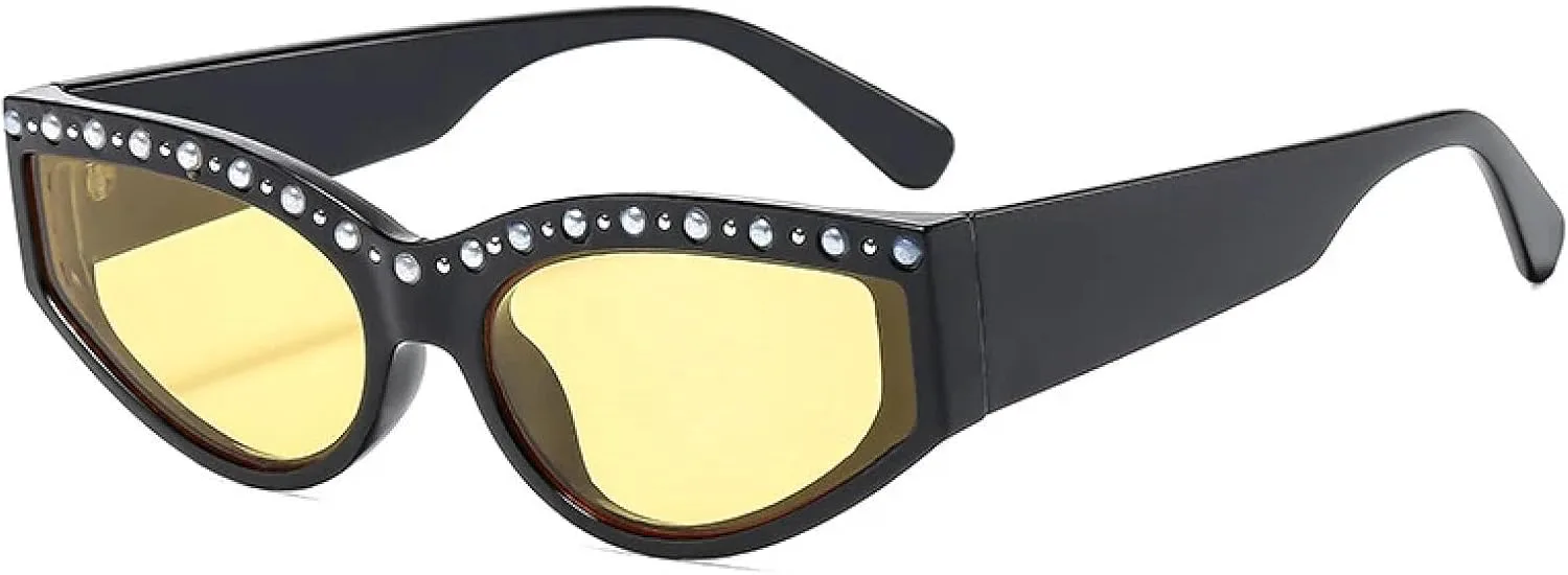 

Ретро-солнцезащитные очки «кошачий глаз» класса люкс для женщин и мужчин, модные, для активного отдыха, с защитой от УФ-излучения UV400 TOIPASTN, Black Yellow