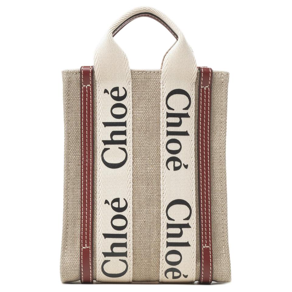 

Chloé Шанель Льняная Сумка Через Плечо Миниатюрная Женская Бежево-Коричневая