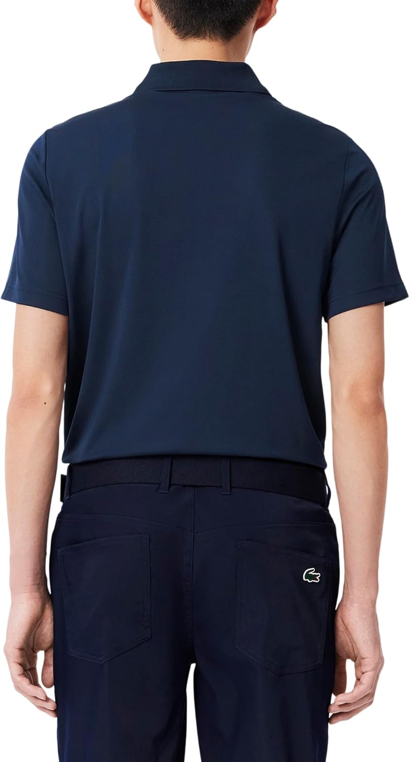 Поло Lacoste, мужское, спортивное, с защитой от ультрафиолета, темно-синее — фото 3