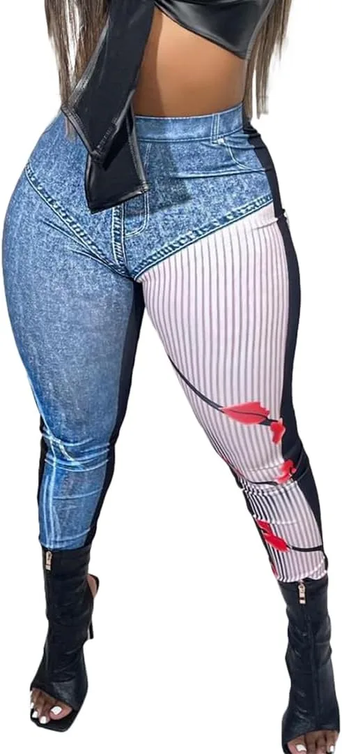 

THLAI женские джинсы с принтом и патчворк