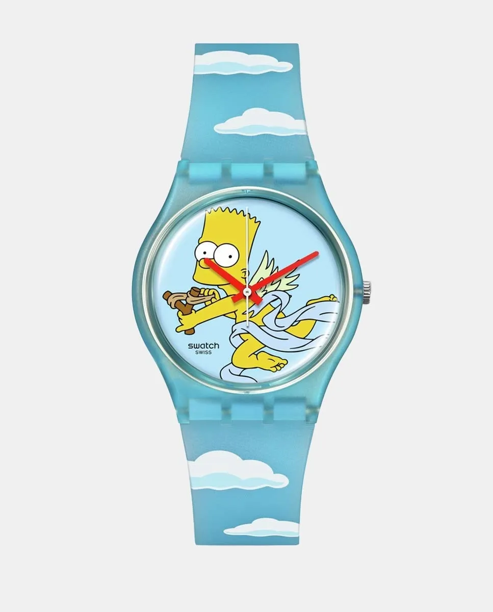 

Женские часы Simpson Collection (Valentine's) SO28Z115, синий биосиликон Swatch