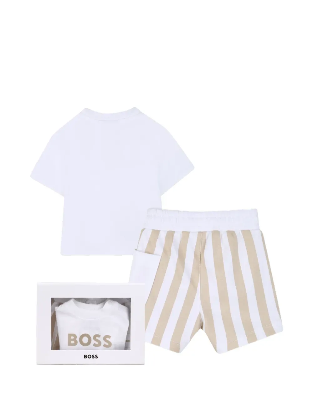 Комплект из топа и шортов в полоску BOSS Kidswear, белый — фото 2