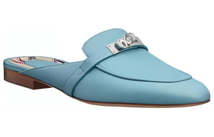 Закрытые тапочки женские синие HERMES