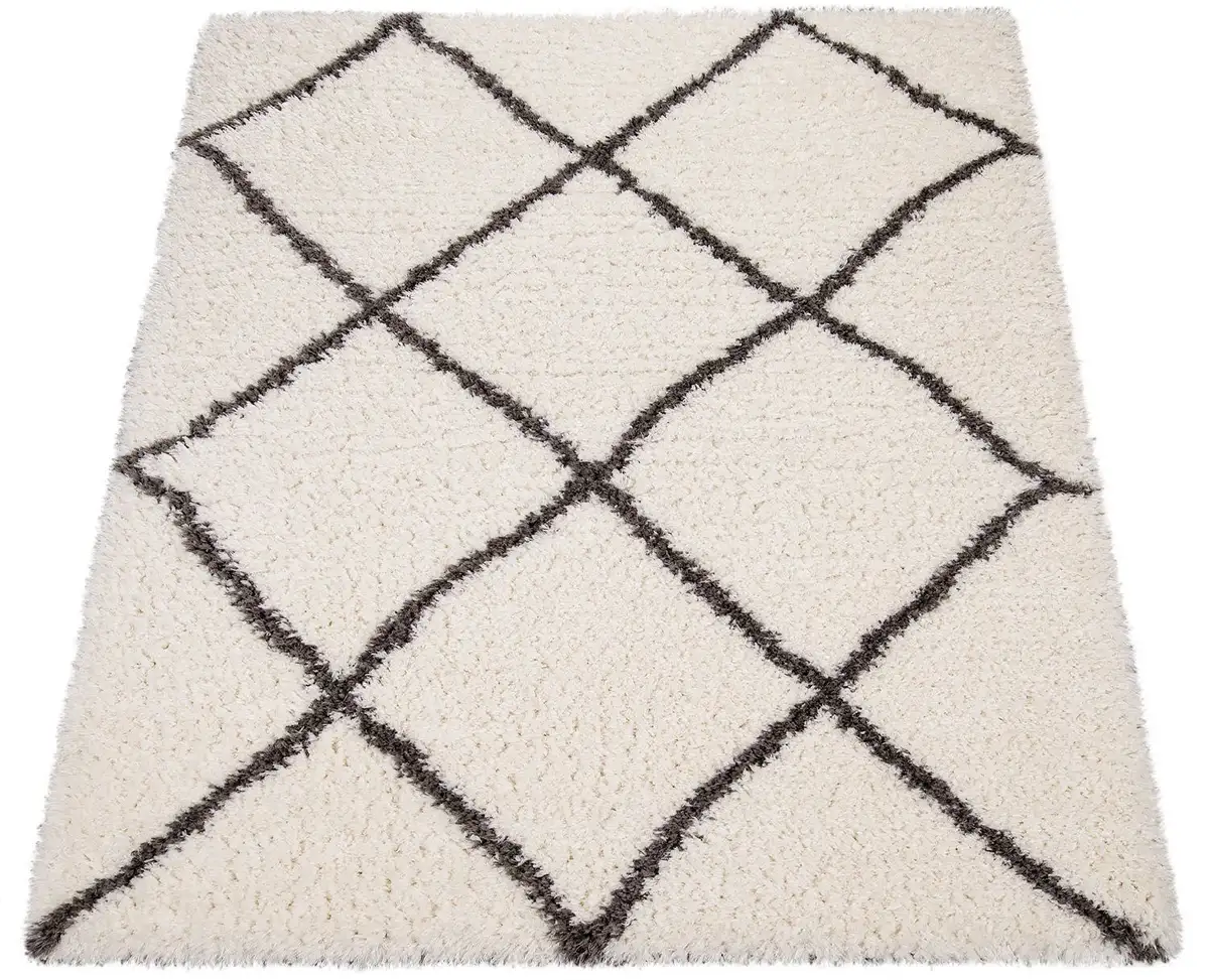 

Мохнатый ковер Paco Home "Maghreb 79", прямоугольный, ромбовидный узор, скандинавский дизайн, мягкий и пушистый 120х160 см, бежевый