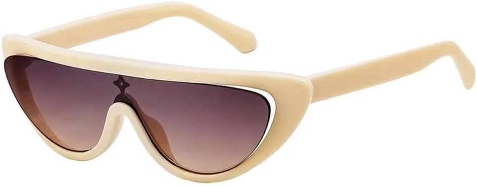 

Цельные панк-солнцезащитные очки «кошачий глаз» для женщин, роскошные винтажные очки-щитки «кошачий глаз», модные очки для леди, SUN4376 Generic, C6whitebrown