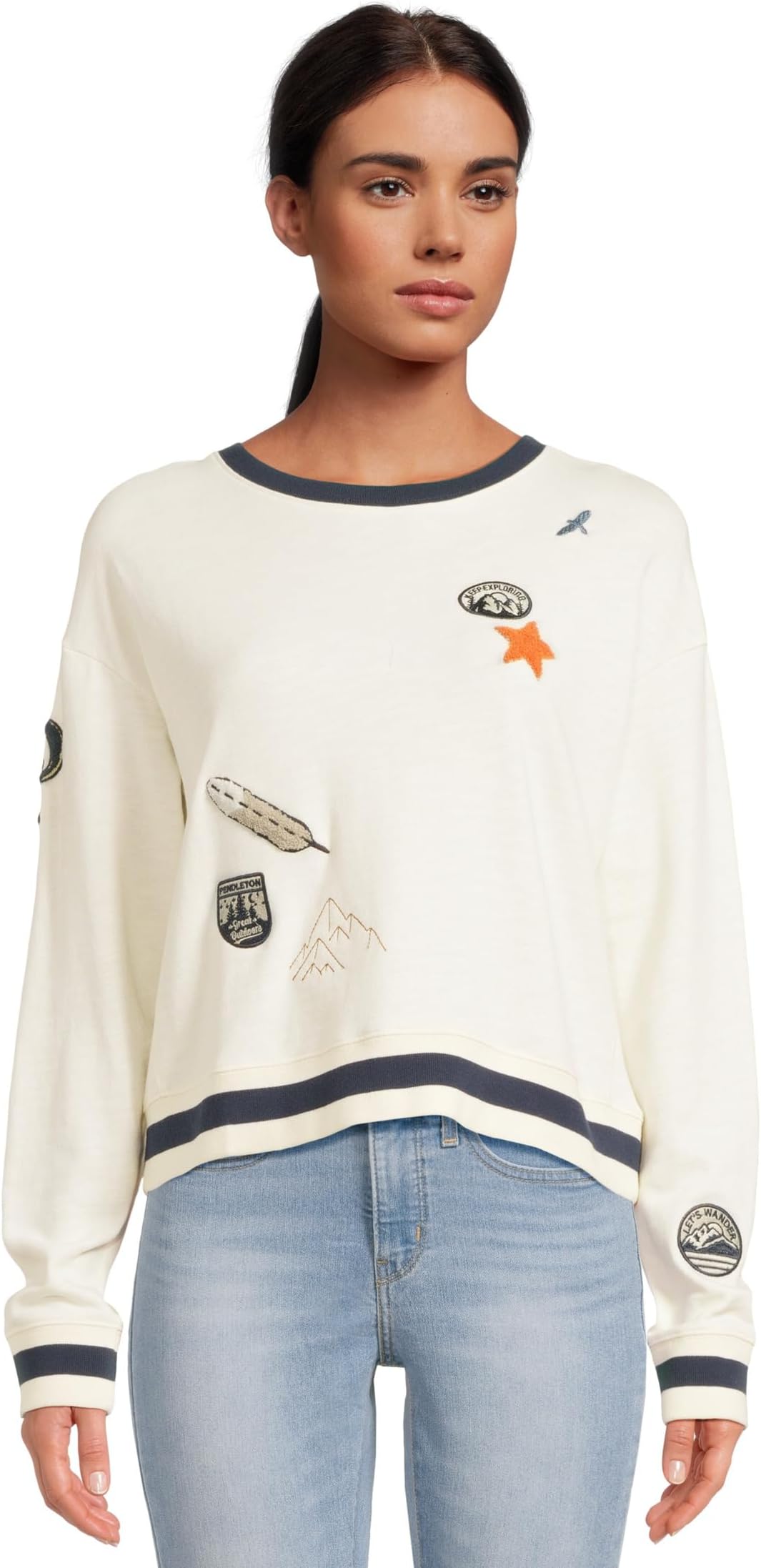 

Пуловер Pendleton Graphic French Terry Pullover, цвет Antique White
