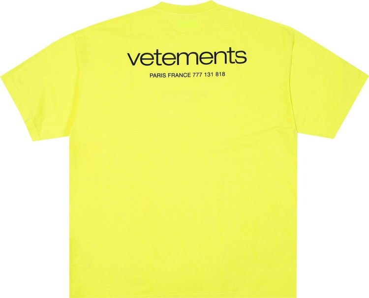 Футболка Vetements Urban Logo  'Neon Yellow', желтый — фото 2