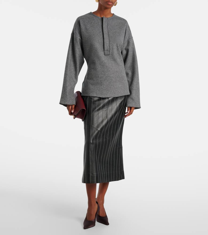 

Рубашка хенли из шерсти и кашемира Victoria Beckham, Mid Grey Melange