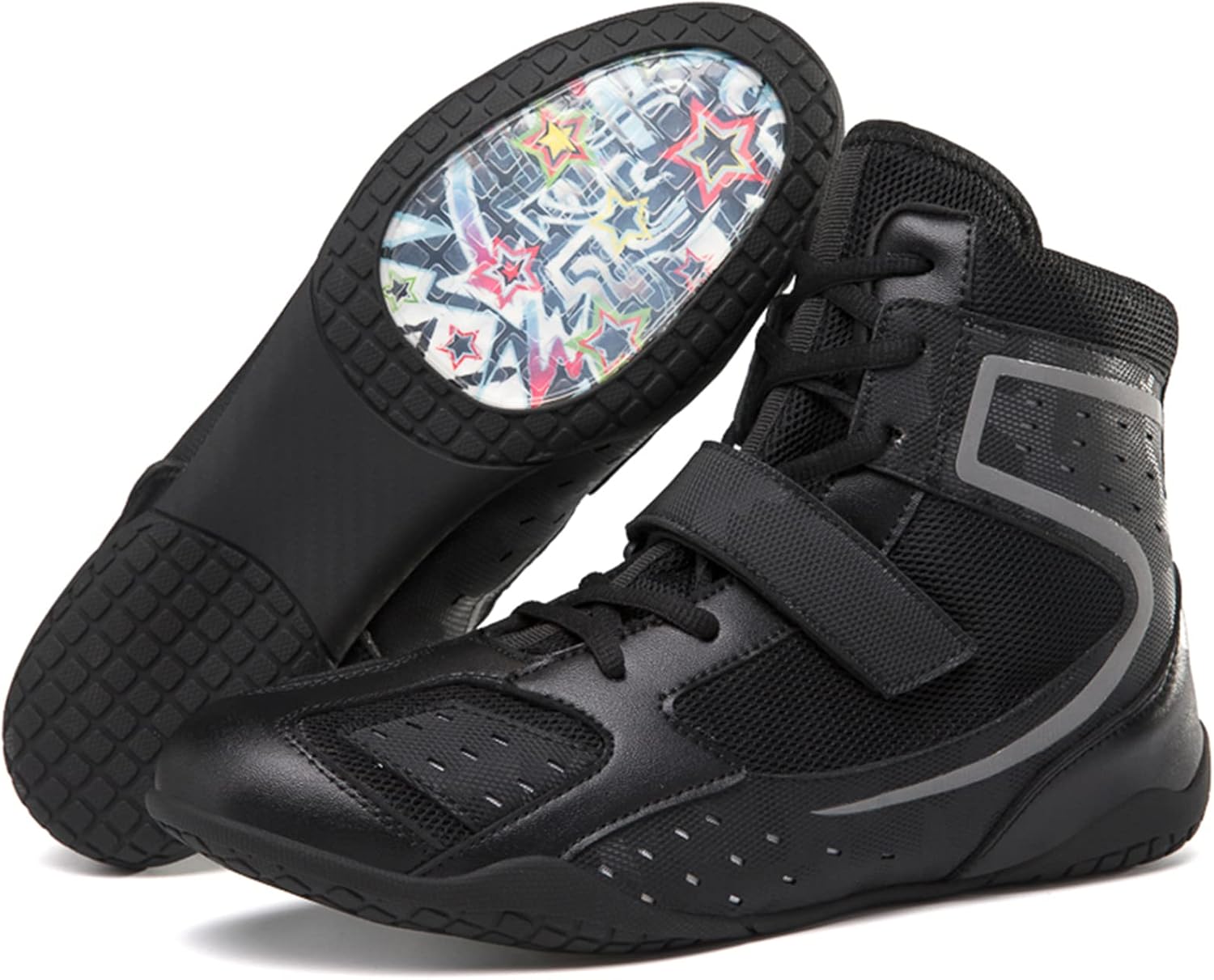 

Мужские и женские высокие борцовские и боксерские кроссовки с нескользящей подошвой, дышащие, для занятий спортом и тренировок Rexsvan, черный