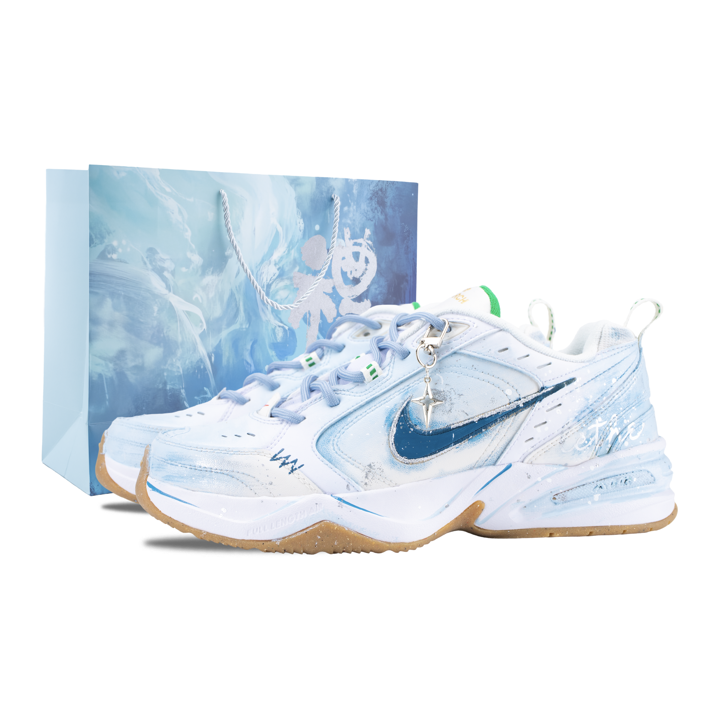 

Nike Кроссовки Air Monarch 4 Mint Mist Abrasion Resistant Casual Shoes Men's White Blue