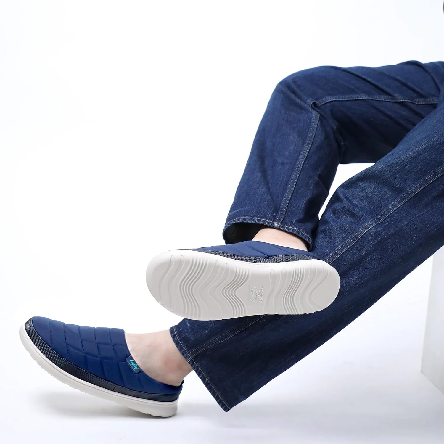 Мужские тапочки LazyStep без застежек для дома и улицы с эффектом памяти, глубокий синий — фото 2