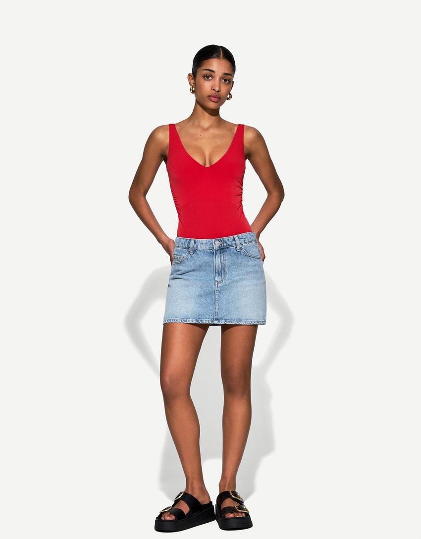 

Джинсовая мини-юбка Bershka, синий