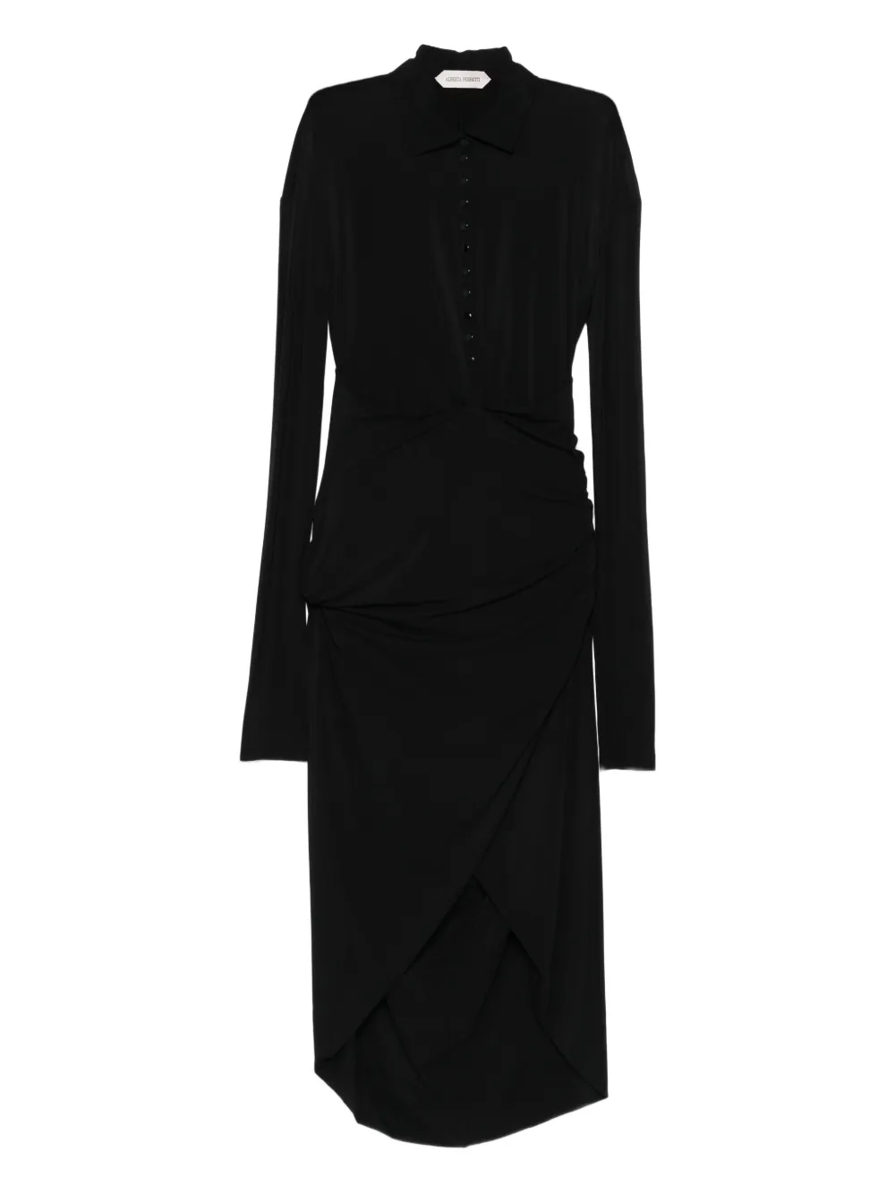 

Платье миди с длинными рукавами и асимметричным кроем Alberta Ferretti, черный