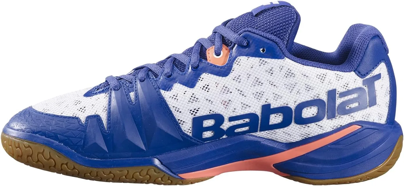 Мужские кроссовки для бадминтона Babolat Shadow 4 M, регулируемый каблук, двухуровневая подошва, комфорт при длительном ношении, воздухопроницаемость, оптимальная фиксация стопы, белый/темно-синий — фото 2