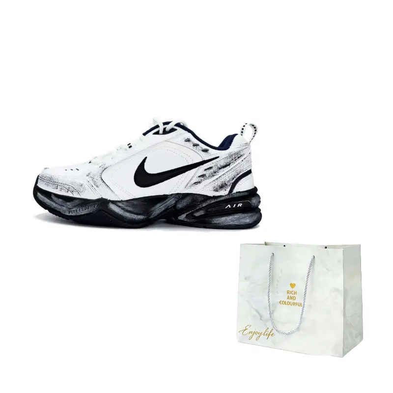 

Nike Кроссовки Air Monarch 4 Obsidian Leather Abrasion Resistant Low top Chunky Unisex черно-белые