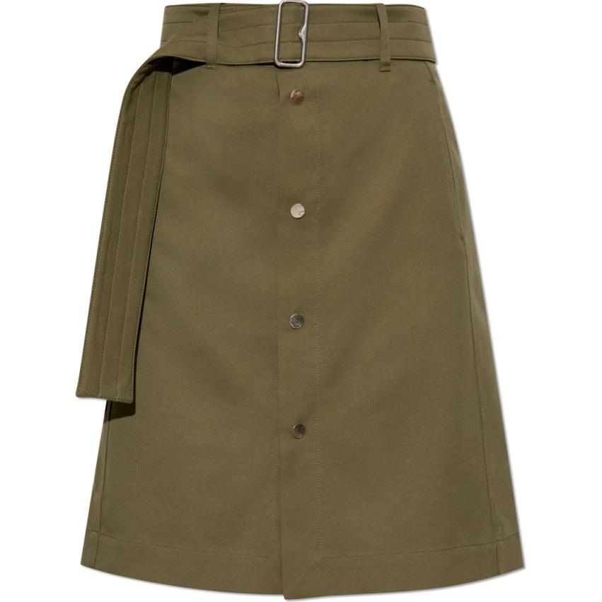 Burberry Длинная юбка-тренч из хлопка khaki — фото 3