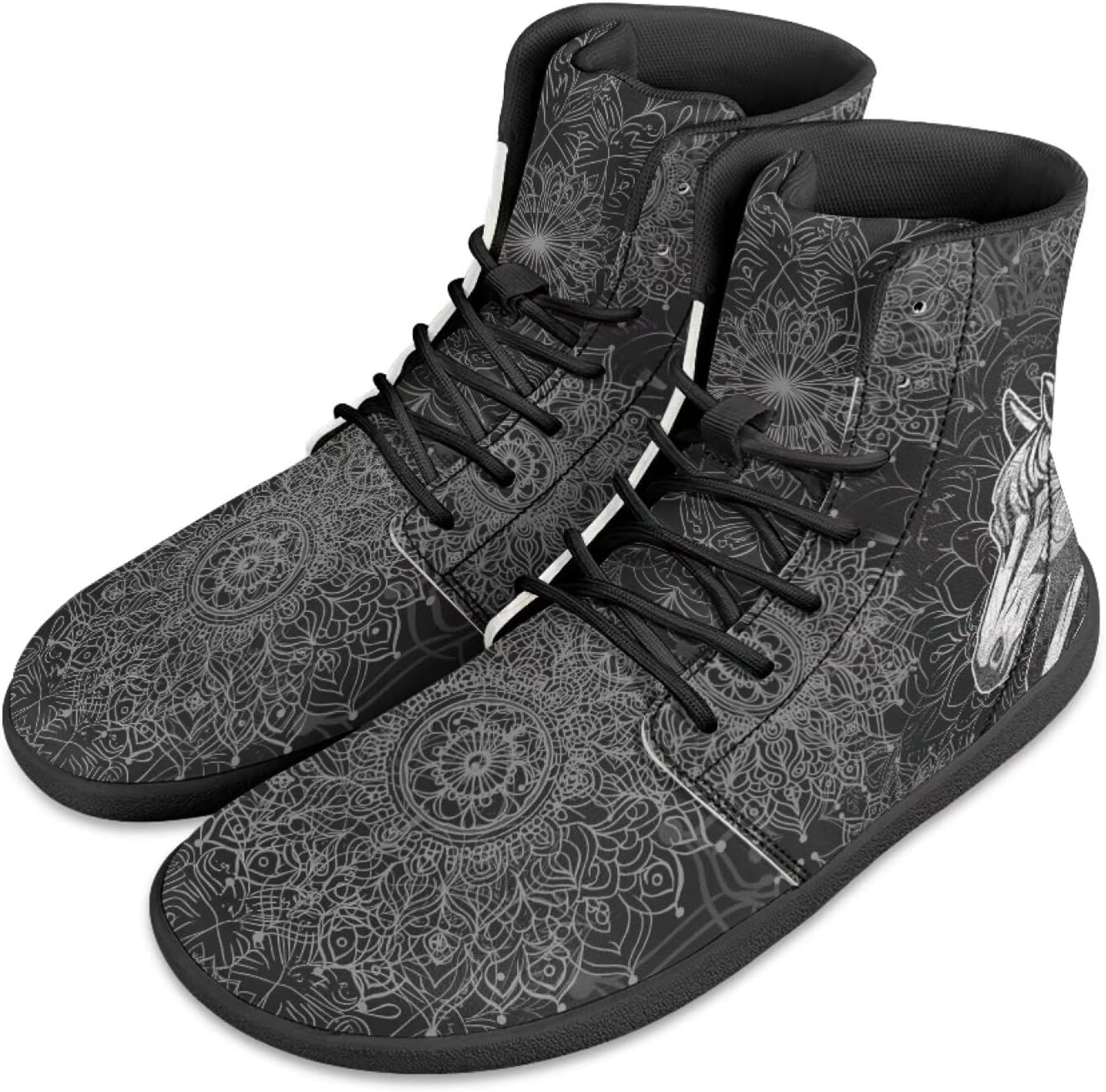 Мужские сандалии Howilath Boho Mandala с животным принтом, обувь, кроссовки с широкой носочной частью, высокие кеды, минималистичные кроссовки с нулевым перепадом, Ethnic Mandala Horse Head — фото 4