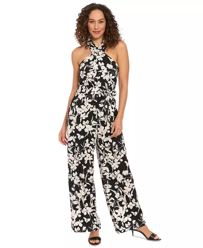 

Петит комбинезон без рукавов с запахом и завязкой на талии London Times, черный