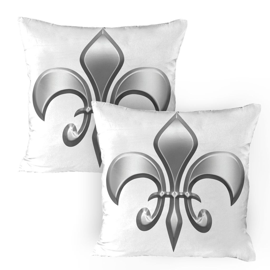 

ABAKUHAUS Fleur De Lis Чехлы на подушку, комплект из 2 шт., Цветок лилии, символ благородства рыцарей в средние века, икона европейского ириса, чехол для подушки с декоративным принтом, 80 x 80 см, белый серый