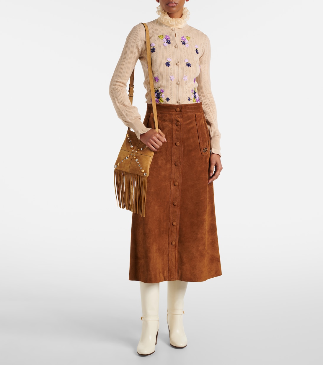 Вышитый кардиган из натуральной шерсти Valentino, Beige+Multicolor — фото 2
