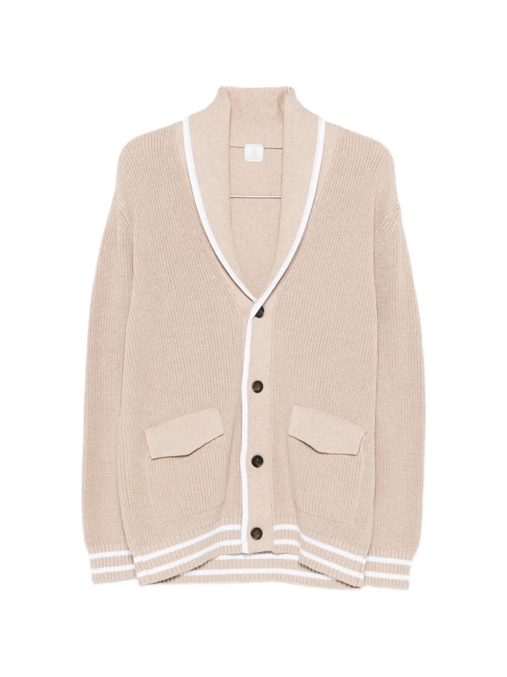 

Полосатый кардиган с карманами Eleventy, бежевый