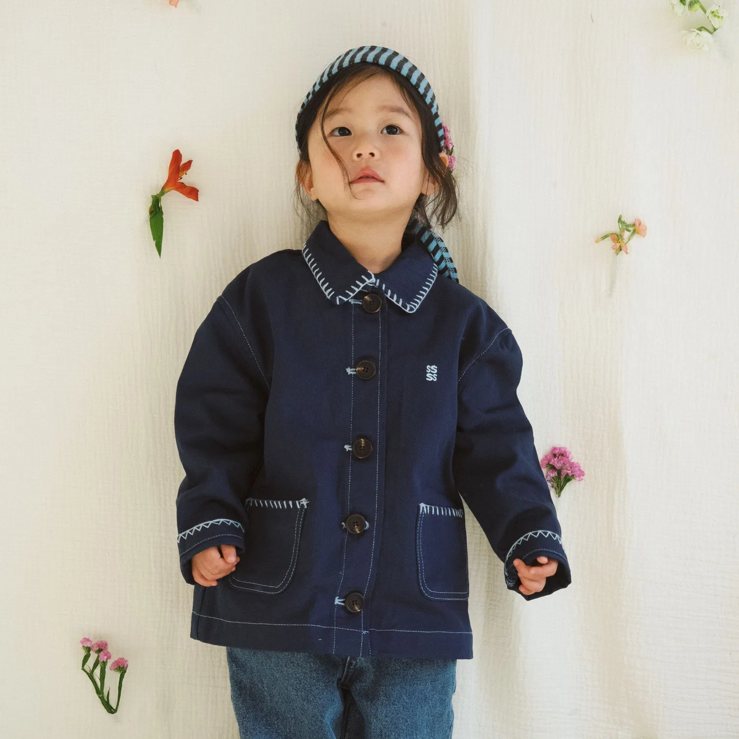 Детская рабочая куртка Stitch Work Jacket тёмно-синего цвета от Cosset Cosset