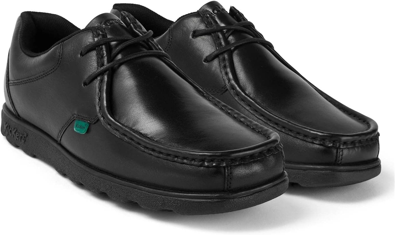 Мужские кожаные туфли Kickers Fragma с шнуровкой и носком-мокасином | Особенно комфортные | Повышенная прочность | Премиальное качество, черный — фото 2