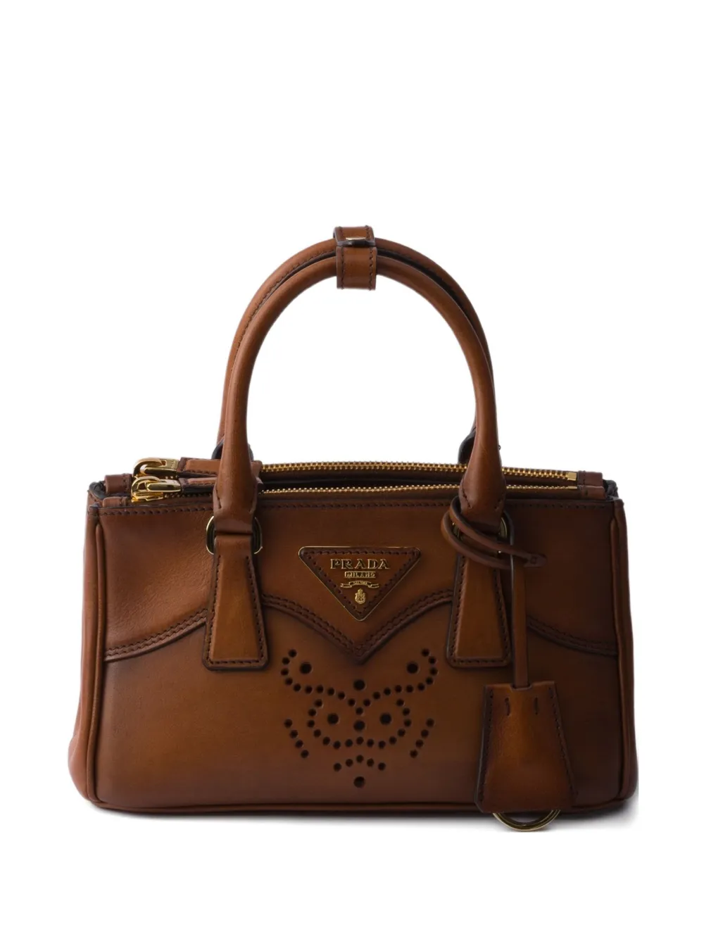 

Мини-сумка-тоут Galleria из кожи Prada, коричневый