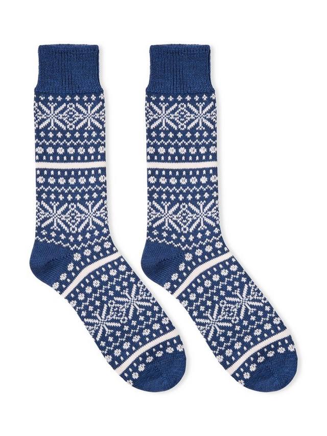 

Носки из смесовой шерсти мериноса с узором фэр-айл Celtic & Co., Denim/Ecru